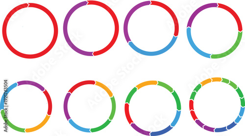 Circle arrows diagram graph set, pie business chart, circle diagram with sections or parts