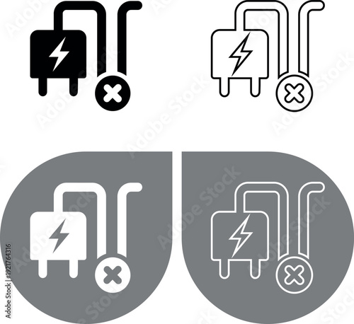 Disconnected Charger Icon, Not Charging, Disconnected, Not Plugged In