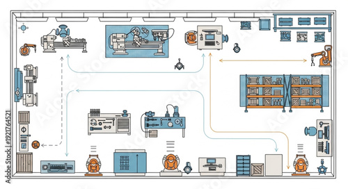 Office Layout Floor Plan Illustration.