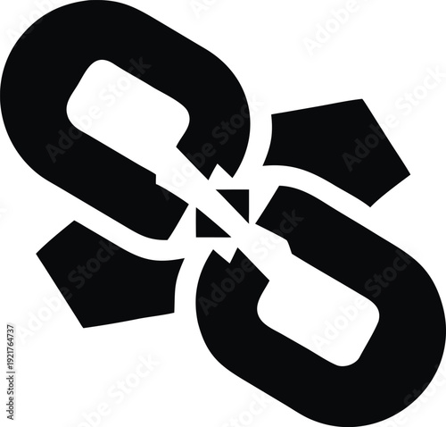 Broken link connection icon black solid silhouette broken chain link symbol isolated on transparent background vector