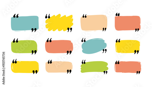 Colorful Brush Stroke Quote Frames Set – Hand Drawn Abstract Speech Bubble Banners Vector Collection
