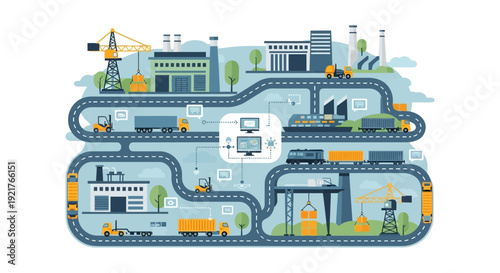 Global Supply Chain Logistics Network with Digital Management and Transportation: Trucks, Trains, and Ships