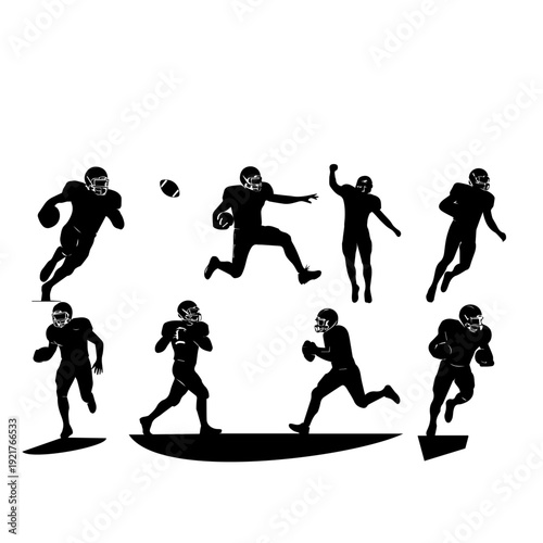 Soccer Player Silhouettes Set Isolated on White Background
