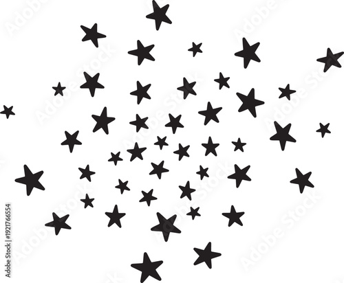Tableau sur toile Scattered black stars isolated on transparent background