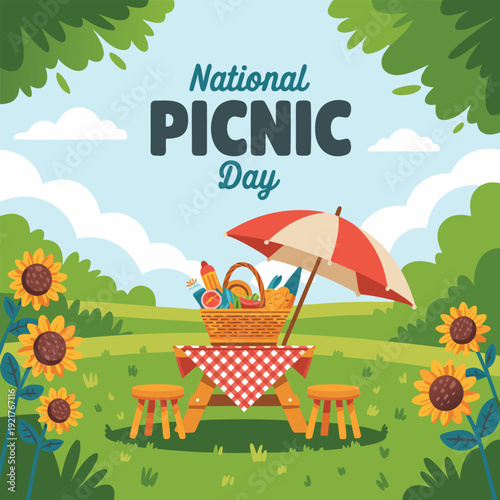 vector graphic of national picnic day good for national picnic day celebration. flat design. flyer design.flat illustration.