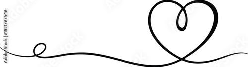 Continuous Line Heart Vector Illustration Elegant Love Symbol