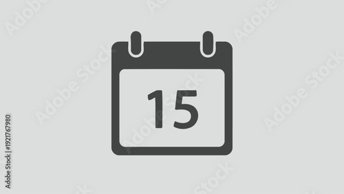 Calendar icon with the number 15 displayed, representing date, schedule, or appointment reminder