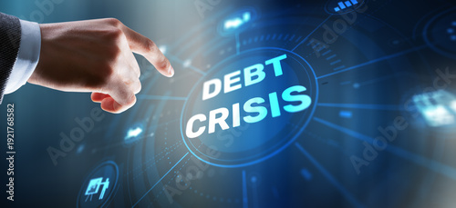 Global debt crisis analysis with economic charts and financial instability risk assessment metrics