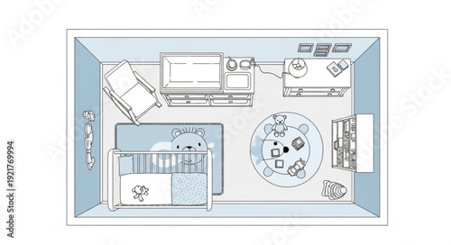 Residential Floor Plan Blueprint Illustration.