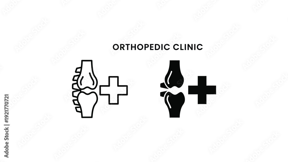 Fototapeta premium Orthopedic Clinic Logo with Ankle Injury and Cross Symbols Page in Simple Black and White Design for Medical Branding