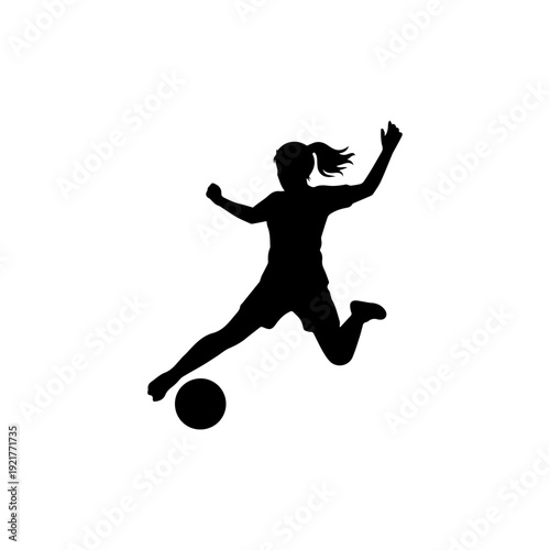 Girl Soccer Player Jump Kick Silhouette