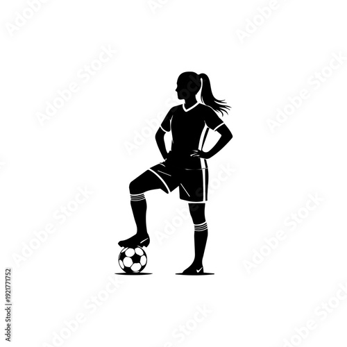 Confident Woman Football Athlete Illustration