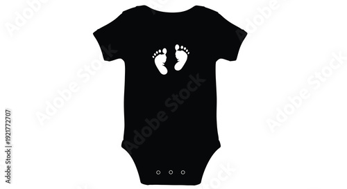 Black baby bodysuit with tiny footprints graphic a striking silhouette