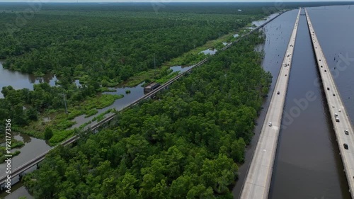 Louisiana Bayou natural wetlands beside Lake Pontchartrain