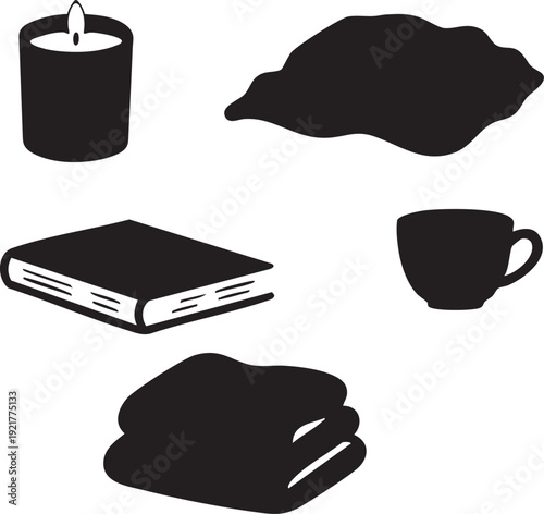 Minimalist Cozy Night Silhouette Set Candle Book