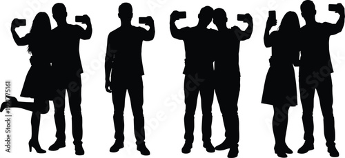 "Professional male dog walker in silhouette exercising a diverse group of four happy pet dogs on leashes during an outdoor fitness activity walk" (24 words)