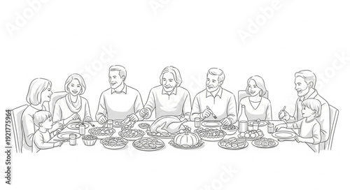 Sketch of People Sitting at Table.