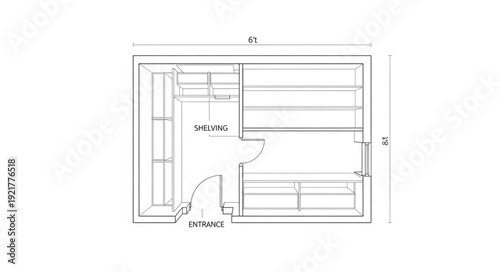 Technical Drawing of Building Floor Plan.