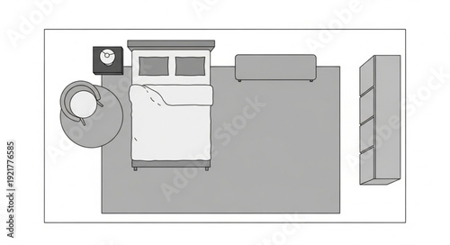 Simple Kitchen Layout Design Illustration.