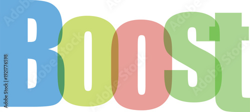 Colorful gradient letters spelling out the word boost with vibrant energy