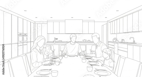 Sketch of Modern Office Meeting Room.