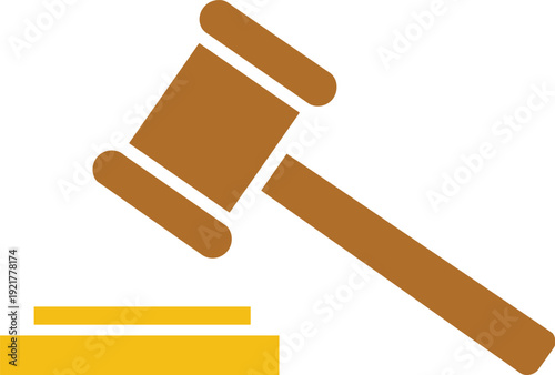 Auction gavel icon flat vector illustration for law justice court legal judgment decision business finance concept design branding ui symbol