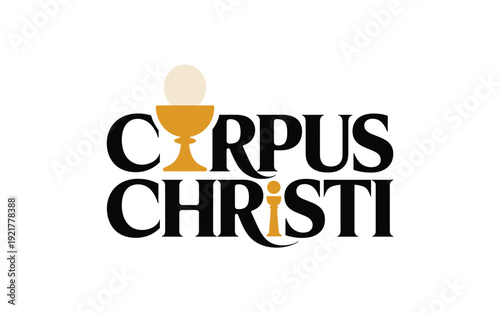 A vector graphic illustration of the Corpus Christi logo with a chalice and host