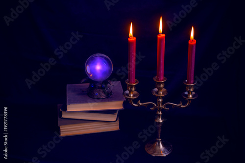 Mystical Altar, magical scene , pagan or wicca concept	