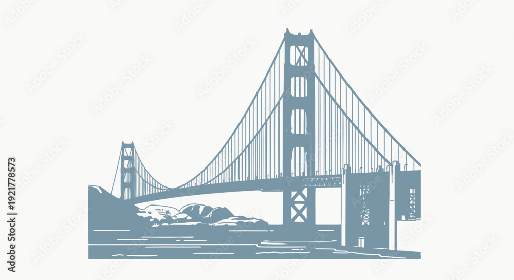 Fototapeta premium Golden Gate Bridge iconic San Francisco landmark in stunning illustration