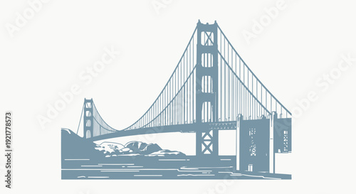 Golden Gate Bridge iconic San Francisco landmark in stunning illustration