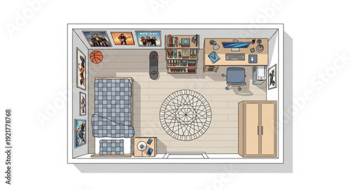 Top View Floor Plan Illustration.