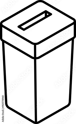 Ballot box icon monochrome simple outline style perspective view for voting election, democracy and survey concept vector symbol