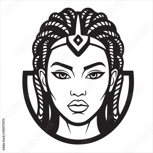 Ancient Warrior Portraits – A Collection of Black and White Vector Art Icons. Ancient warriors and historical heroines from various civilizations are illustrated in a black and white vector line art