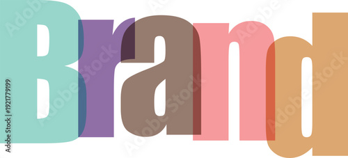 Creative and colorful typographic design of the word brand with gradient letters