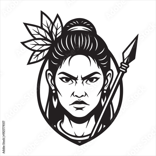 Ancient Warrior Portraits – A Collection of Black and White Vector Art Icons. Ancient warriors and historical heroines from various civilizations are illustrated in a black and white vector line art