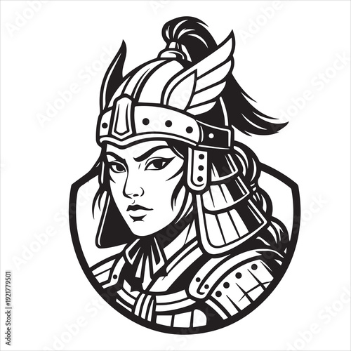 Ancient Warrior Portraits – A Collection of Black and White Vector Art Icons. Ancient warriors and historical heroines from various civilizations are illustrated in a black and white vector line art