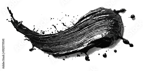 ink brushstroke on white background with visible splashes for watercolor style effect. grunge isolated on white background,