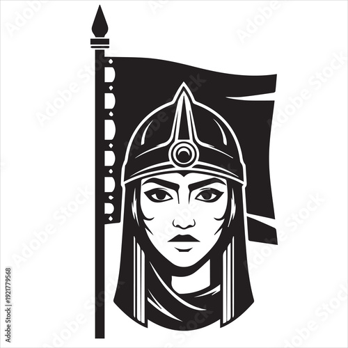 Ancient Warrior Portraits – A Collection of Black and White Vector Art Icons. Ancient warriors and historical heroines from various civilizations are illustrated in a black and white vector line art
