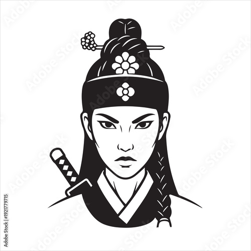 Ancient Warrior Portraits – A Collection of Black and White Vector Art Icons. Ancient warriors and historical heroines from various civilizations are illustrated in a black and white vector line art