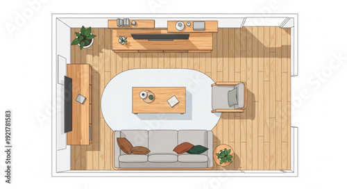 Top View of Modern House Interior.