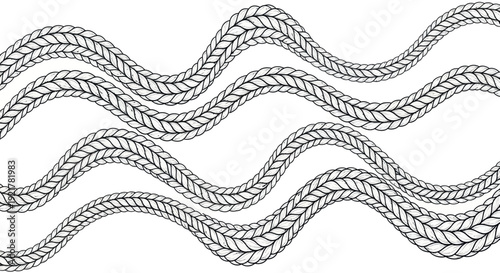 Wavy Braided Rope Pattern on White Background