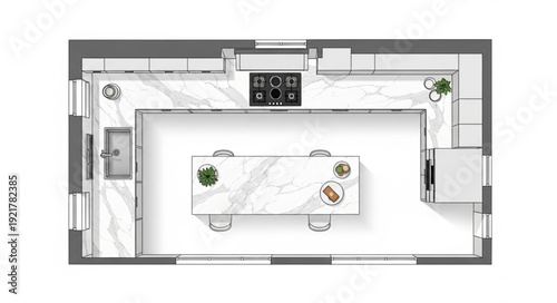 Top View Office Floor Plan Design.