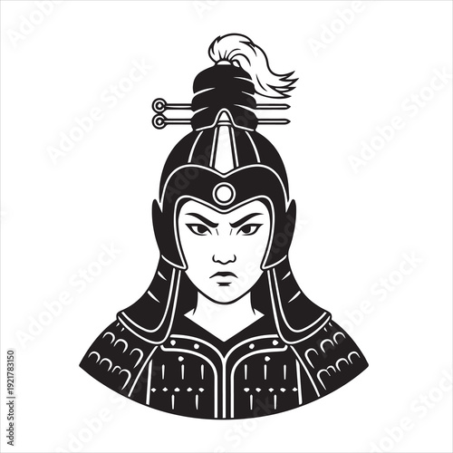 Ancient Warrior Portraits – A Collection of Black and White Vector Art Icons. Ancient warriors and historical heroines from various civilizations are illustrated in a black and white vector line art