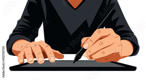 Graphic Designer Hands Drawing on Digital Tablet with Stylus Pen Creative Digital Art Concept