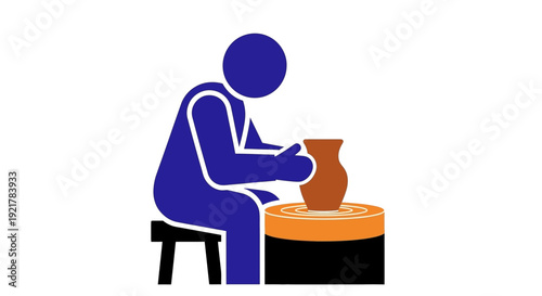 Simple Icon of a Potter Working on a Wheel Ceramic Art Creation Symbol