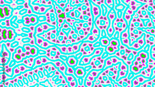 Fractal Design Creates an Abstract Pattern With Bright Colors and Shapes in a Detailed Arrangement on a Flat Surface