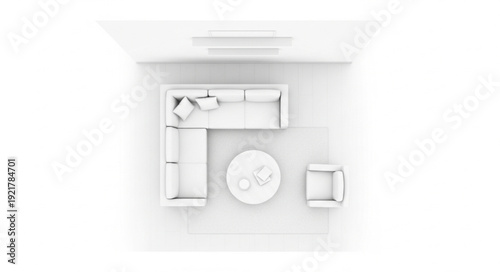 White Modern Minimalist Living Room Interior.