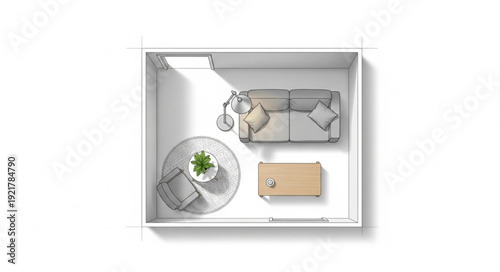 White Modern Minimalist Living Room Interior.