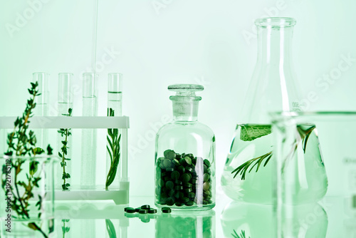 Fotografie Herbal medicine science research developing natural supplements
