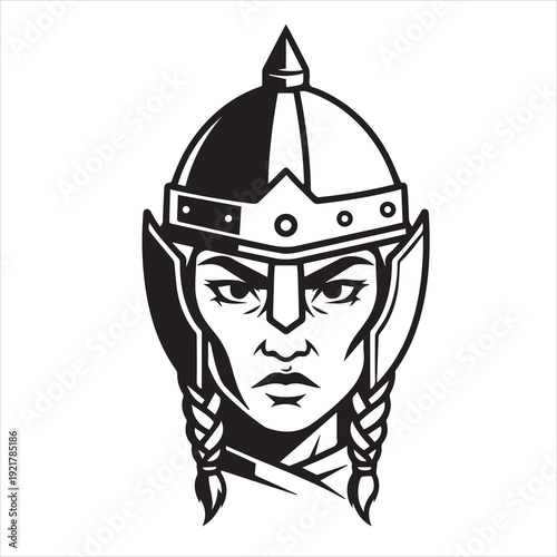 Ancient Warrior Portraits – A Collection of Black and White Vector Art Icons. Ancient warriors and historical heroines from various civilizations are illustrated in a black and white vector line art